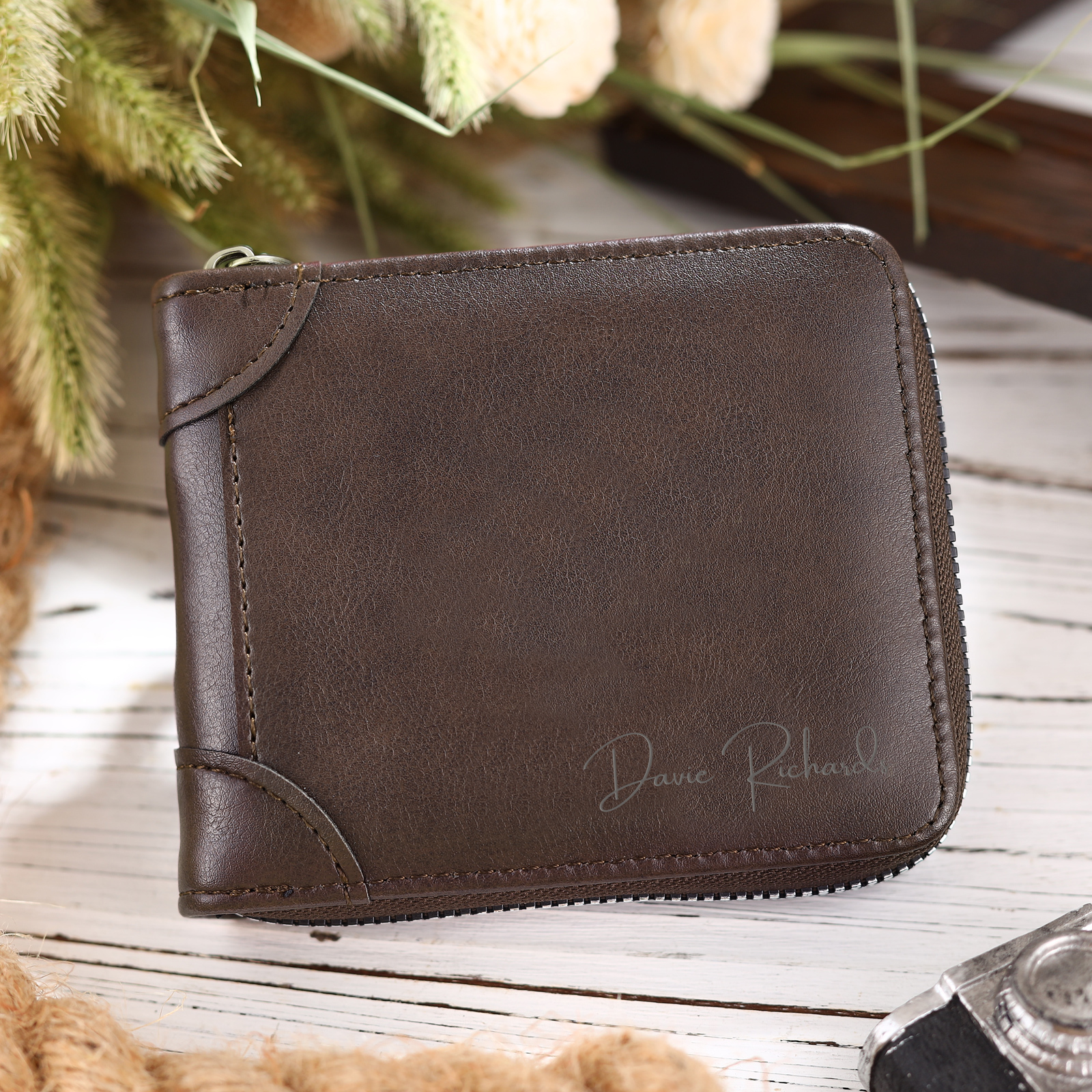 Personalized Wallet for Men with Name & Photo – Elegant Men's Gift for Father's Day, Birthday, or Anniversary | Lorajewel