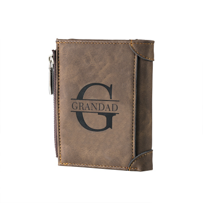 2 Names-Personalized Doll Customized Leather Men's Wallet Customized Name Folding Wallet With Gift Box for Dad