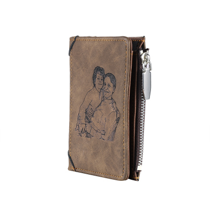 2 Names-Personalized Doll Customized Leather Men's Wallet Customized Name Folding Wallet With Gift Box for Dad