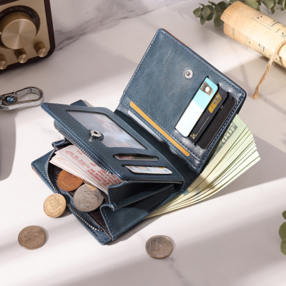 Personalized Engraved Photo Wallet with Initial & 1 Name - Father's Day Gift for Dad | Lorajewel