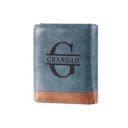 Personalized Engraved Photo Wallet with Initial & 1 Name - Father's Day Gift for Dad | Lorajewel