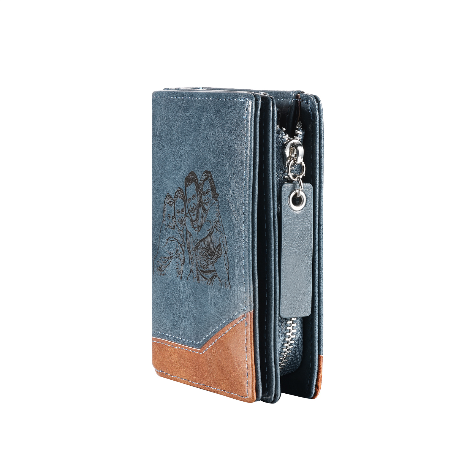 Personalized Engraved Photo Wallet with Initial & 1 Name - Father's Day Gift for Dad | Lorajewel