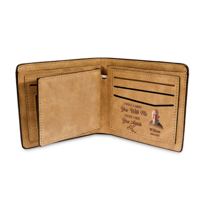 Custom Wallet for Men – Personalized Engraved Leather Wallet for Dad – Photo, Name & Date Customisation | Lorajewel