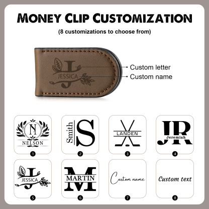 Personalized Wallet Gift Box Set for Dad – Custom Engraved Wallet, Money Clip and Photo Card in Luxury Presentation Box | Lorajewel