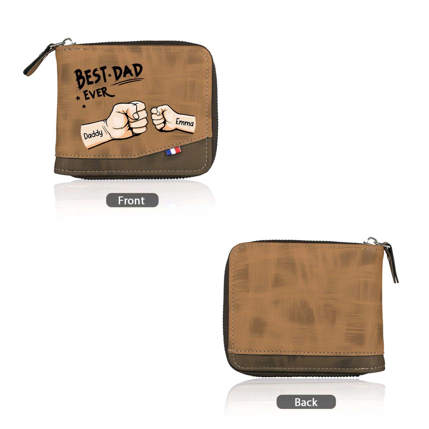 2 Names & 1 Text Custom Wallet for Men – Personalized Best Dad Gift, Perfect for Father's Day | Lorajewel