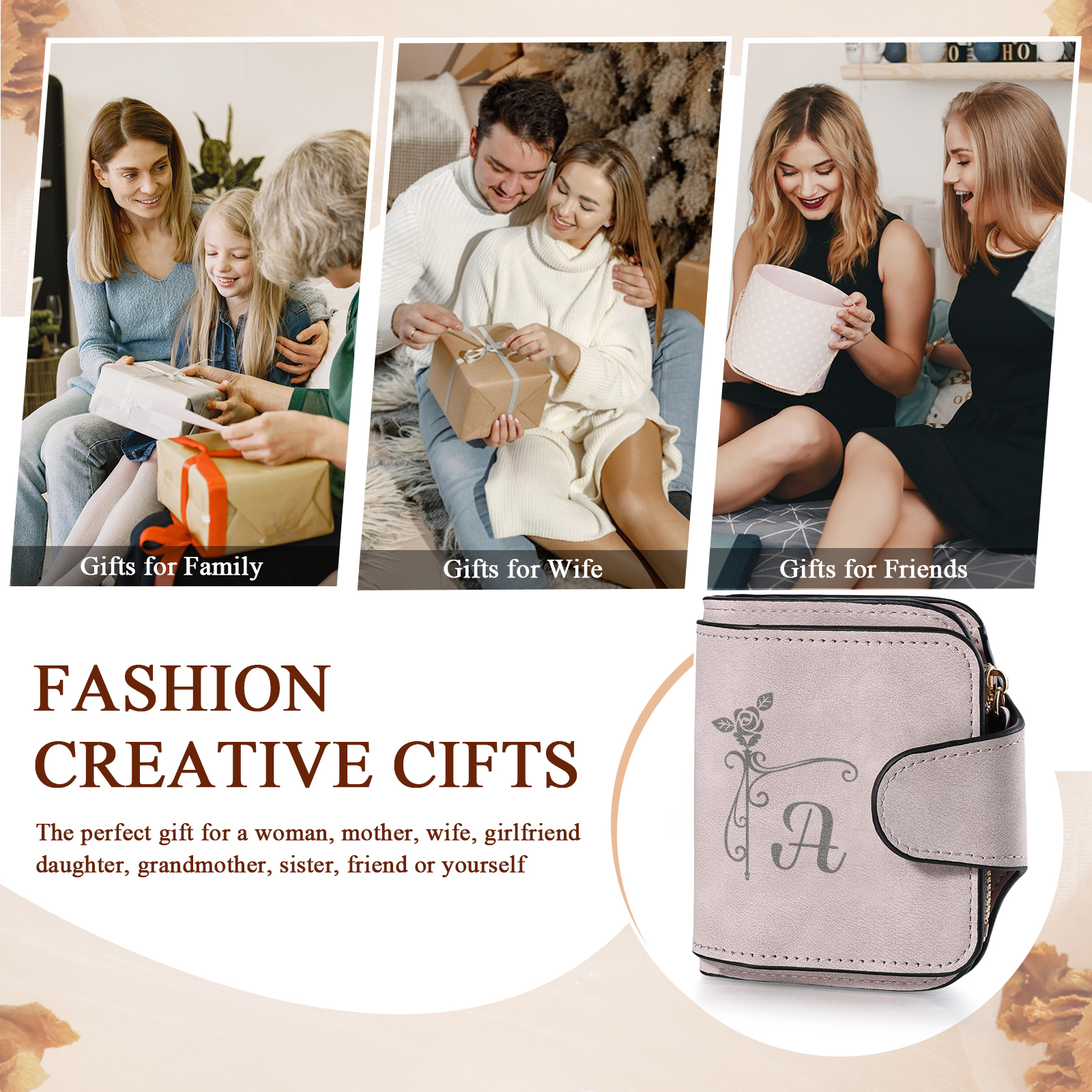 Personalized Photo & Initial & Name PU Leather Wallet for Women | Lorajewel