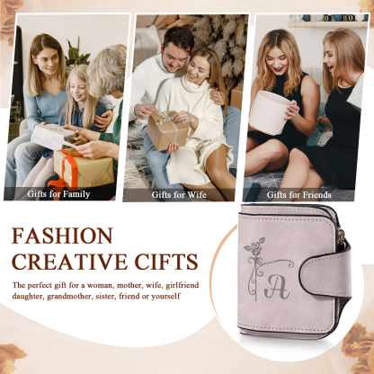 Personalized Photo & Initial & Name PU Leather Wallet for Women | Lorajewel