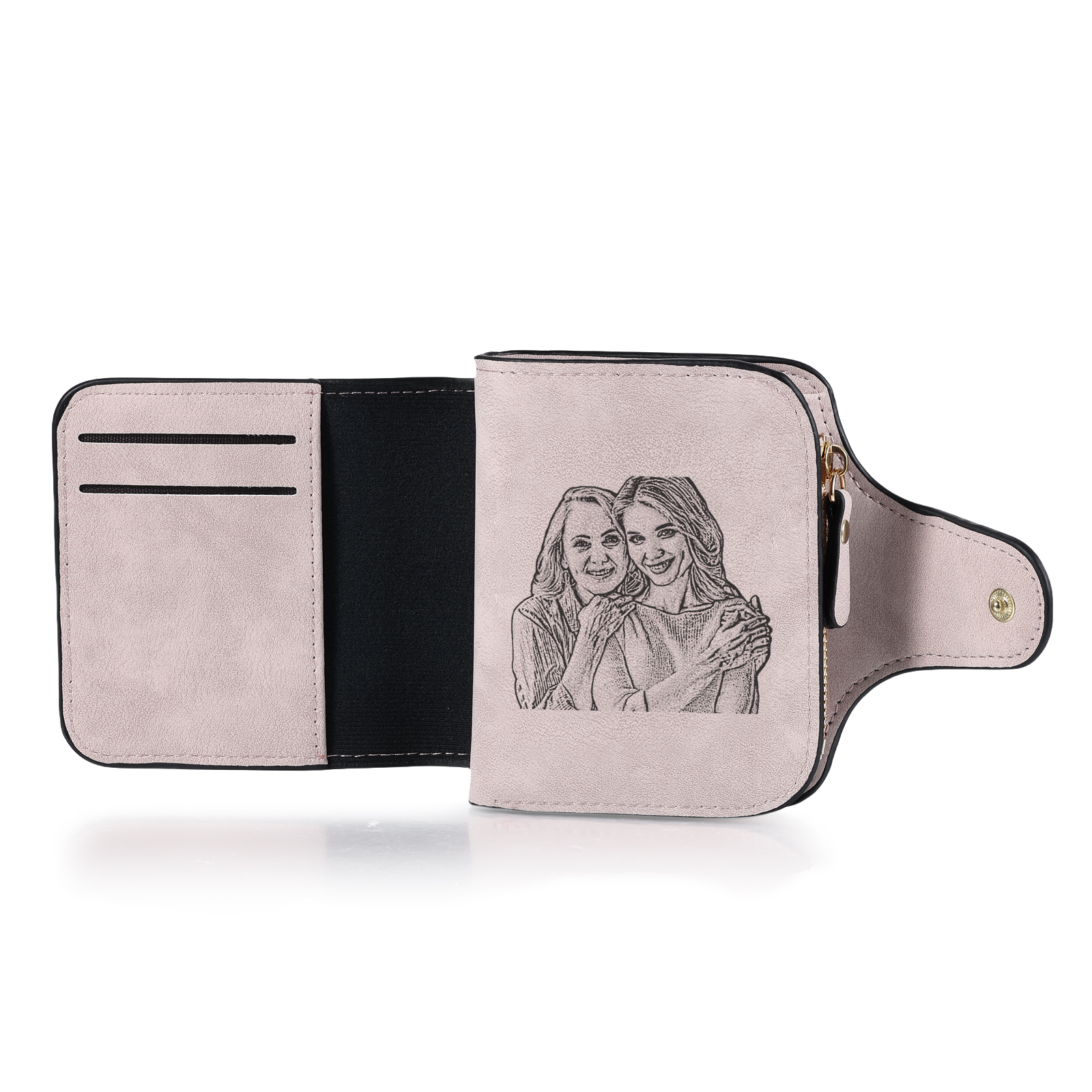 Personalized Photo & Initial & Name PU Leather Wallet for Women | Lorajewel