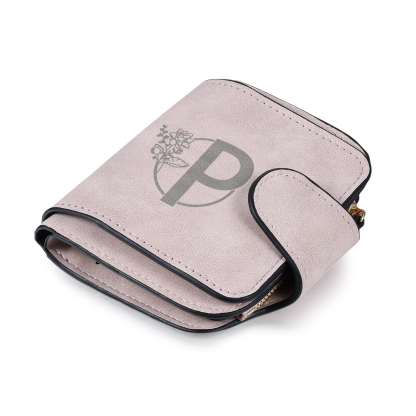 Personalized Photo & Initial & Birthflower PU Leather Wallet for Women | Lorajewel