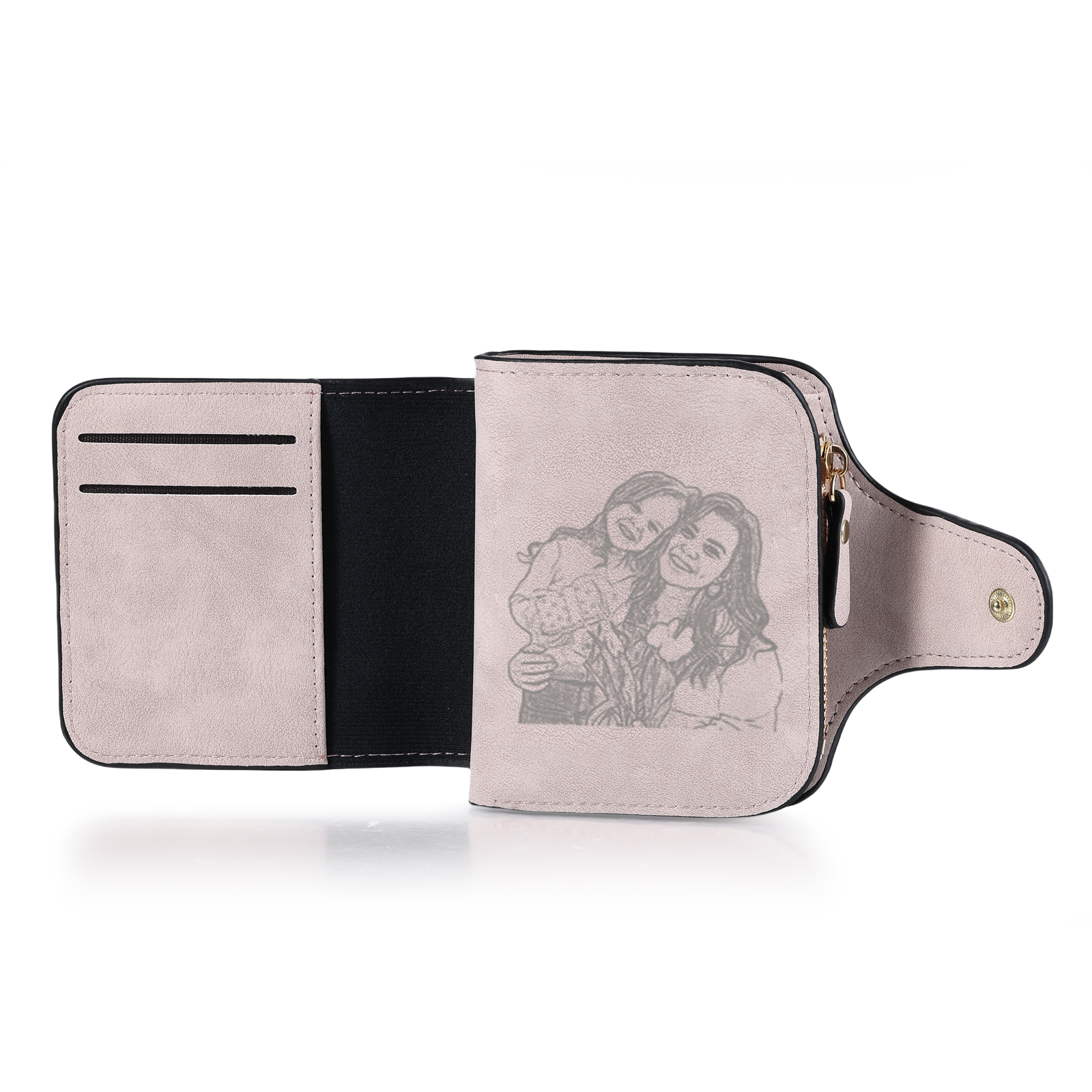 Personalized Photo & Initial & Birthflower PU Leather Wallet for Women | Lorajewel