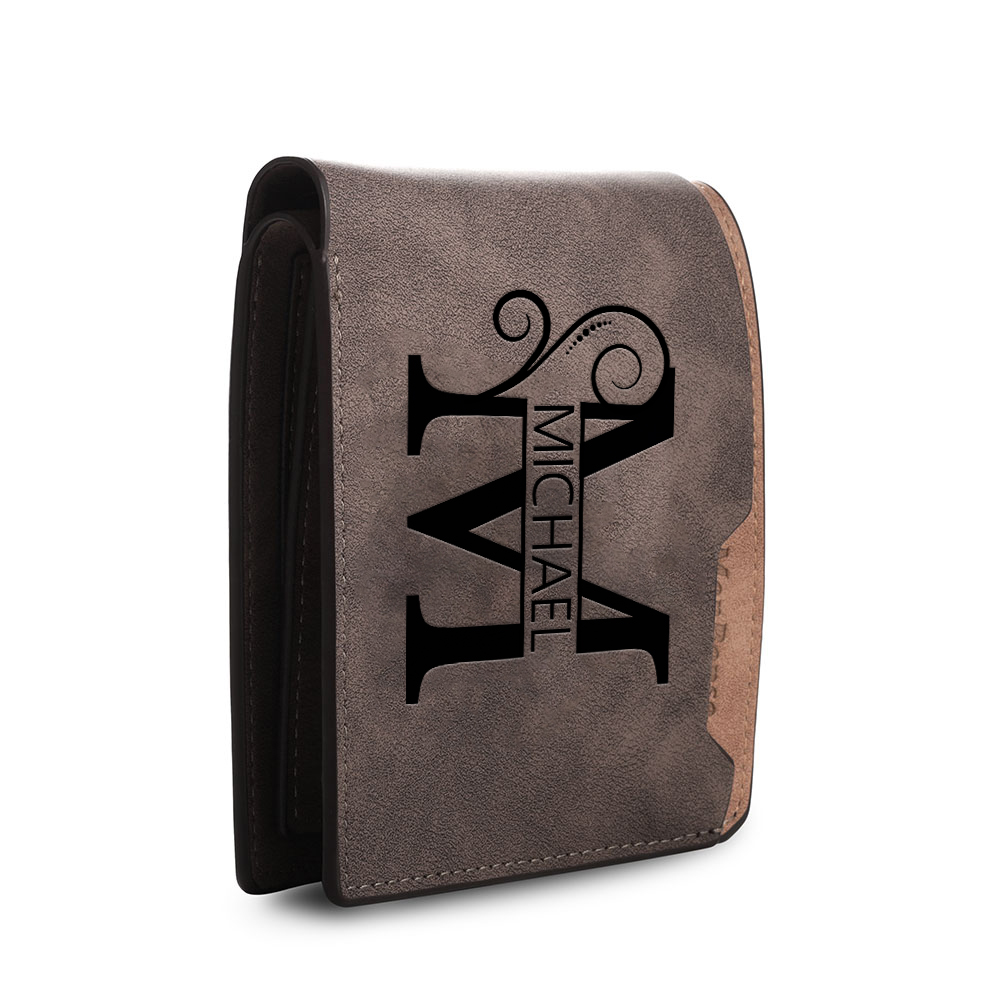 Personalized Dark Brown Leather Wallet with Letter & Name – Custom Initial Men’s Wallet Gift | Lorajewel