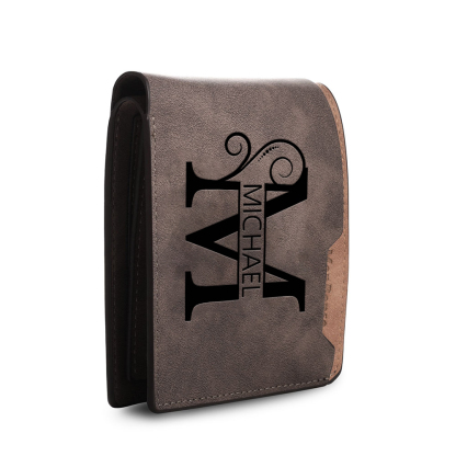 Personalized Dark Brown Leather Wallet with Letter & Name – Custom Initial Men’s Wallet Gift | Lorajewel