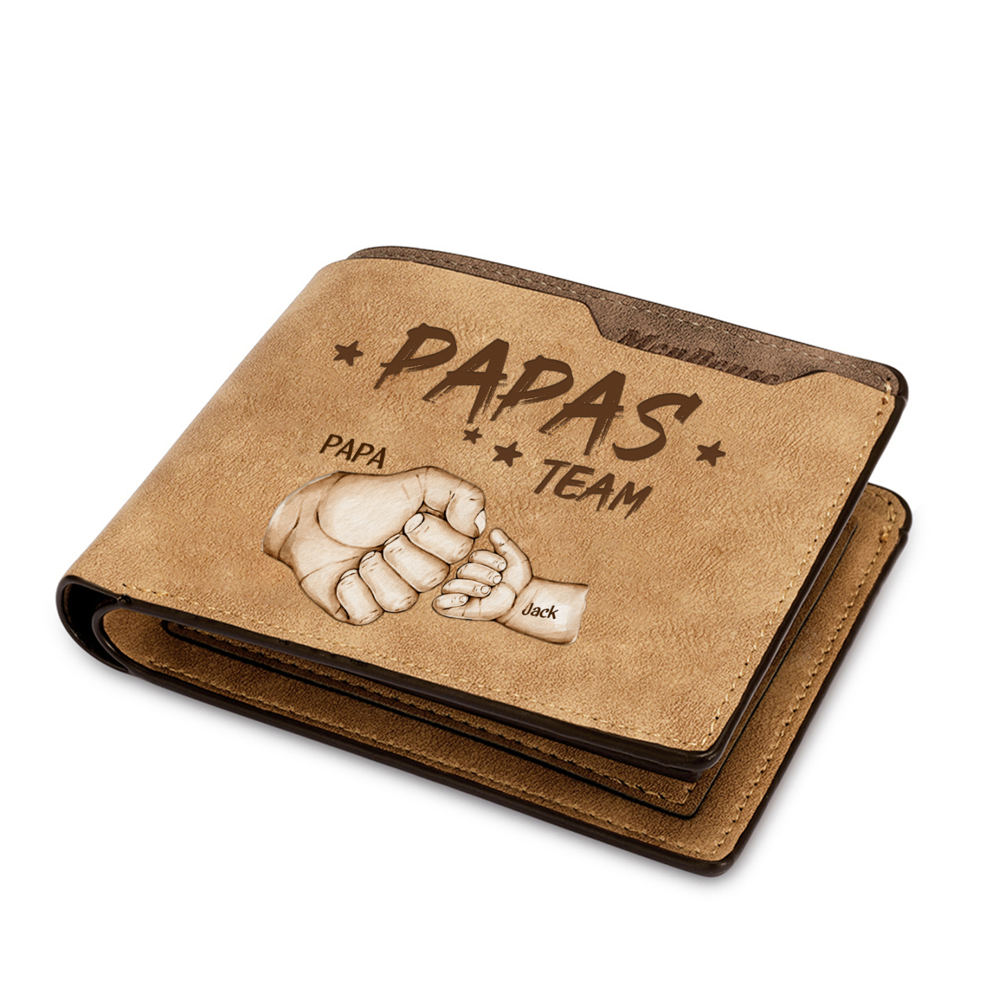 2 Names Personalized Papa's Team Wallet – Custom Father's Day Gift for Dad | Lorajewel