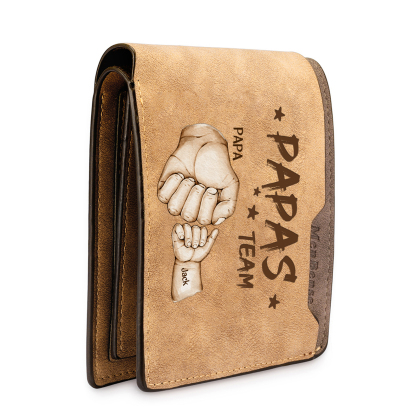 2 Names Personalized Papa's Team Wallet – Custom Father's Day Gift for Dad | Lorajewel