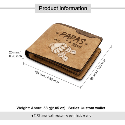 3 Names Personalized Papa's Team Wallet – Custom Father's Day Gift for Dad | Lorajewel