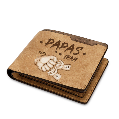 3 Names Personalized Papa's Team Wallet – Custom Father's Day Gift for Dad | Lorajewel