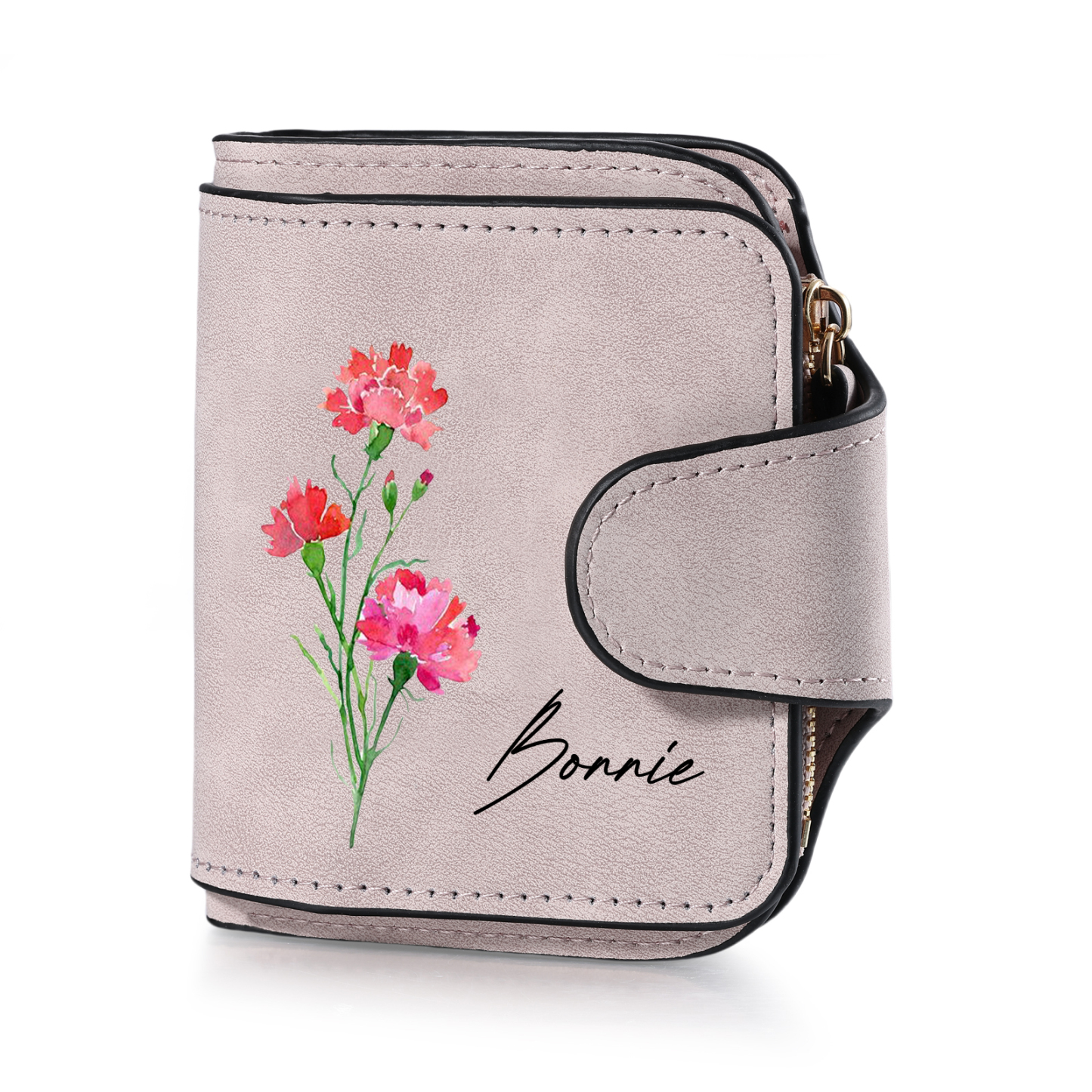 1 Name Personalized Birth Flower Women's Wallet - Custom Purse for Mom | Lorajewel