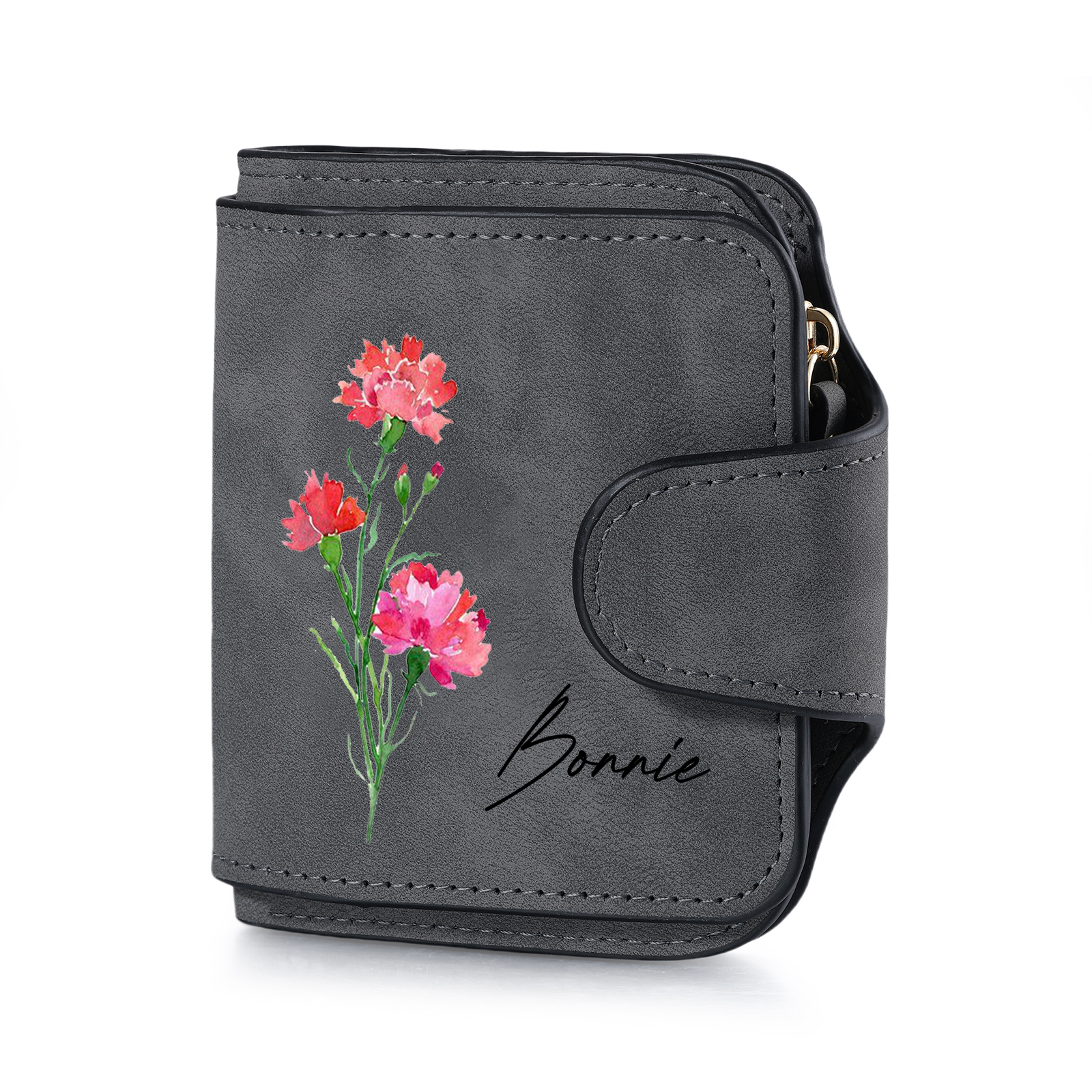 1 Name Personalized Birth Flower Women's Wallet - Custom Purse for Mom | Lorajewel