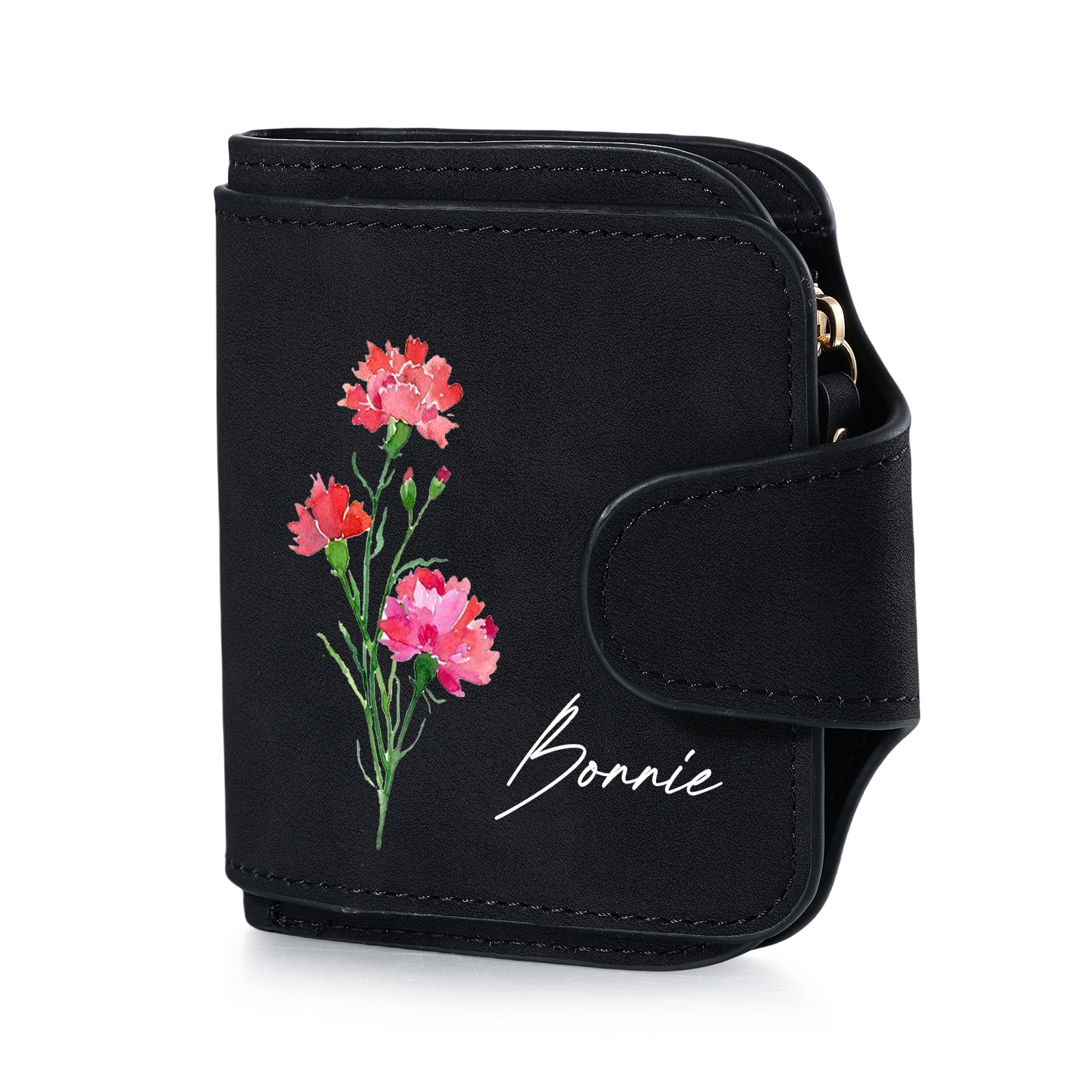 1 Name Personalized Birth Flower Women's Wallet - Custom Purse for Mom | Lorajewel