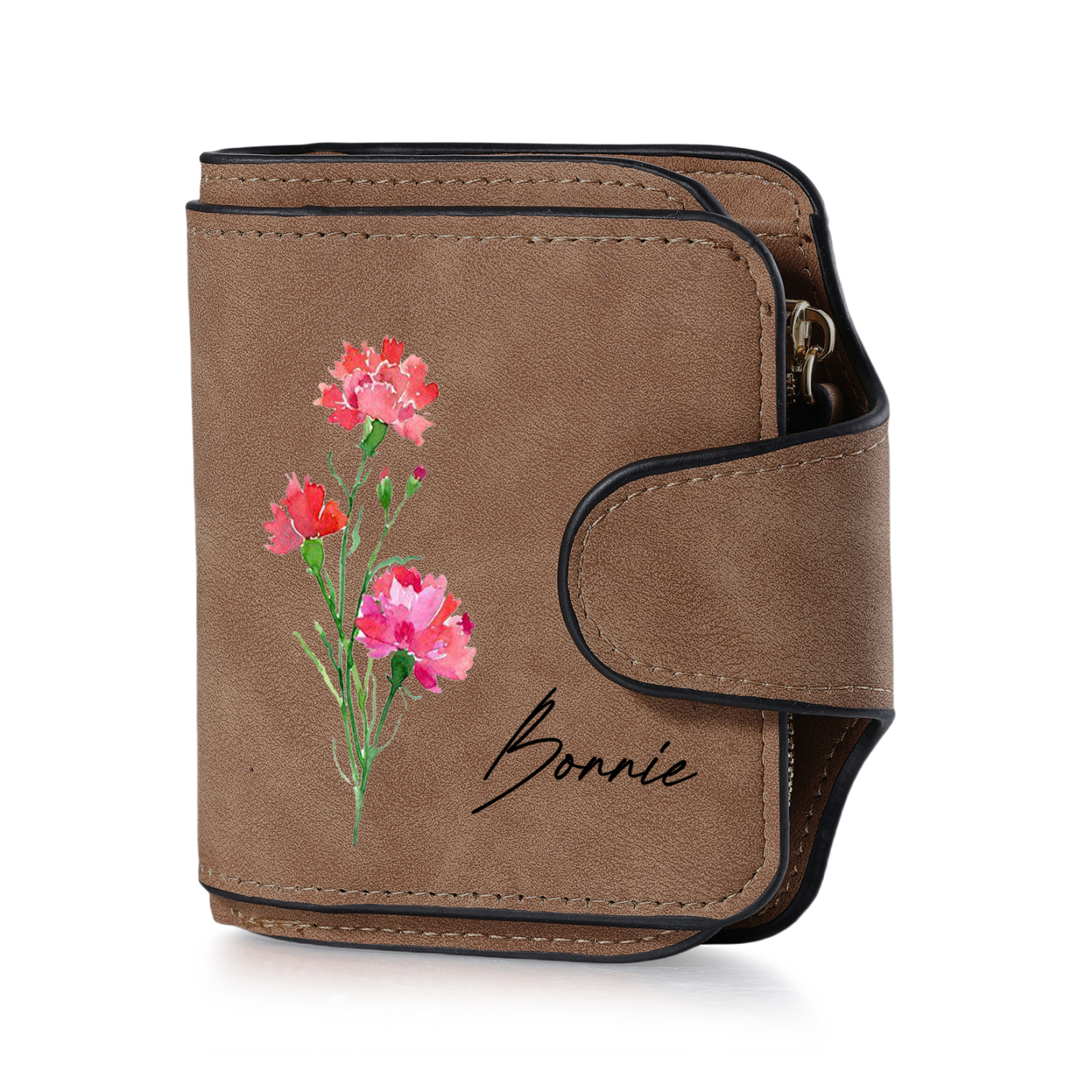 1 Name Personalized Birth Flower Women's Wallet - Custom Purse for Mom | Lorajewel
