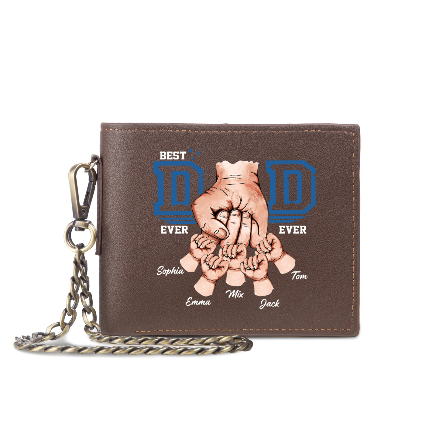 5 Name & 1 Photo Personalized Best Dad Wallet – Custom Father's Day Gift | Lorajewel