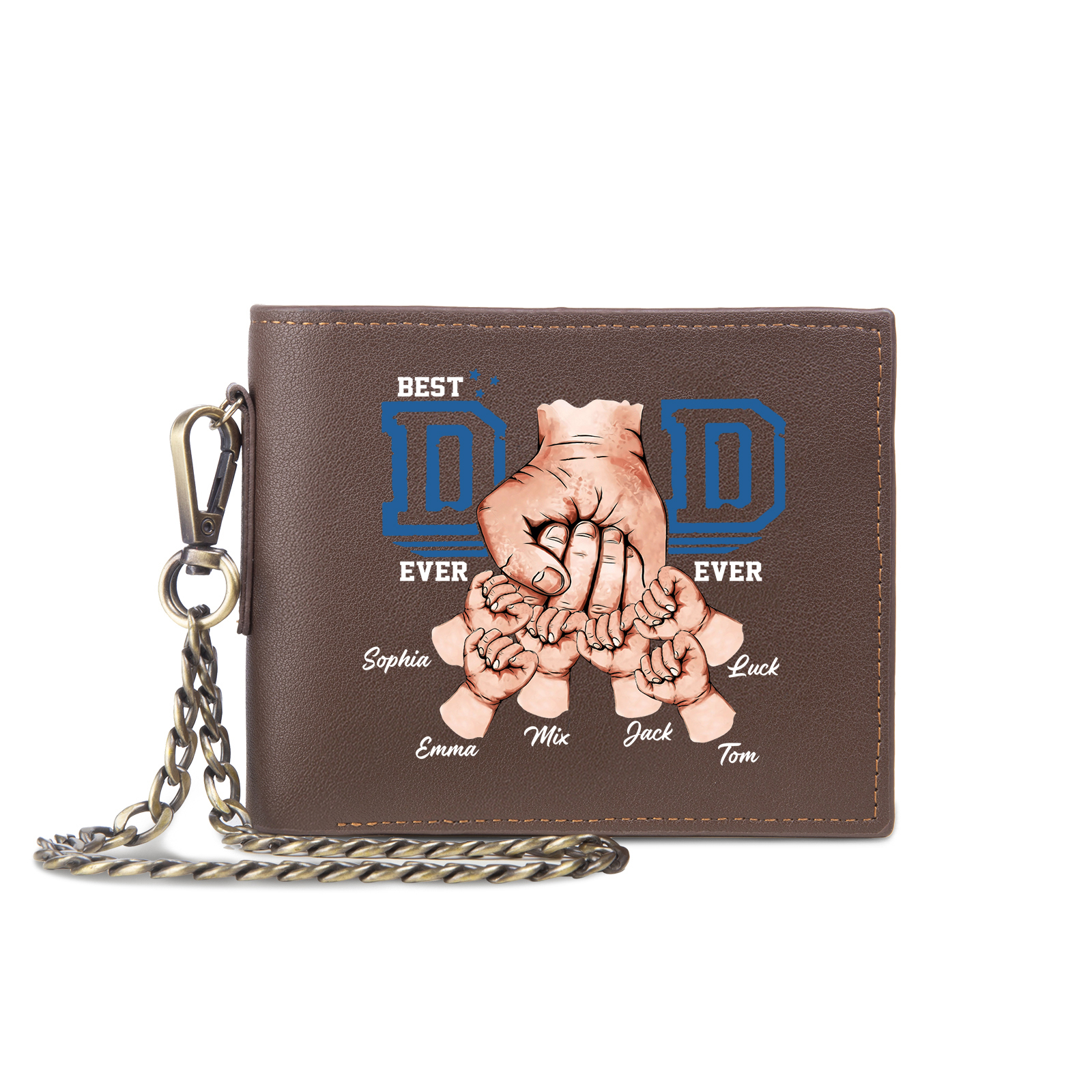 6 Names & 1 Photo Personalized Best Dad Wallet – Custom Father's Day Gift | Lorajewel
