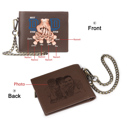 6 Names & 1 Photo Personalized Best Dad Wallet – Custom Father's Day Gift | Lorajewel