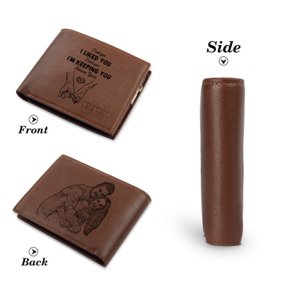 Personalised Photo Engraved PU Leather Couples Wallet for Men