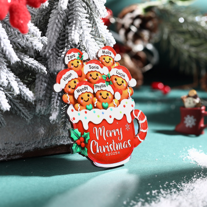 Personalized Christmas Ornament Gingerbread Mug Custom Names and Year Holiday Tree Keepsake Gift for Family Couples Friends Kids |Lorajewel