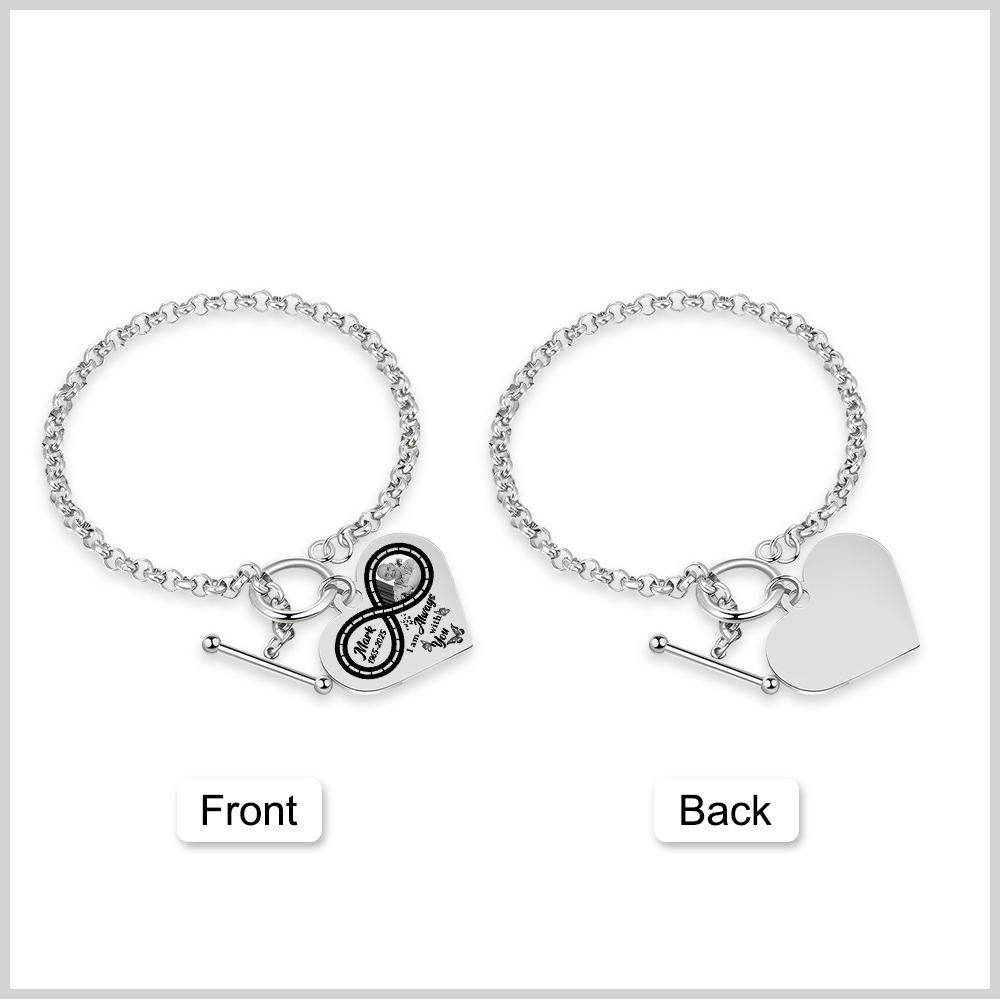 Personalized Memorial Steel Infinity Heart Photo Bracelet