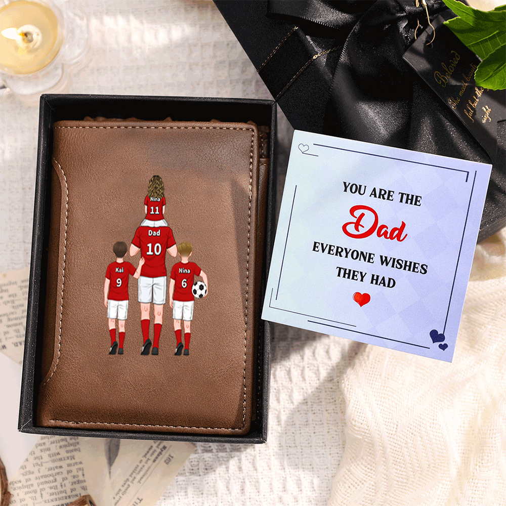 Personalized Football Family Leather Wallet for Dad