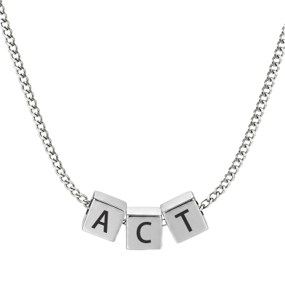 Personalized Stainless Steel Cube 1-6 Letters Necklace for Men