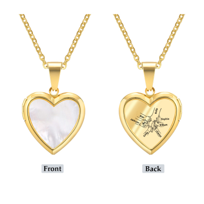 Personalized Family Heart Photo Locket Necklace for Women