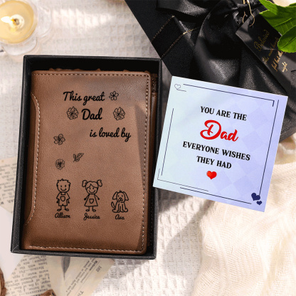 Personalized Leather Wallet Customizable Fathers Day Birthday Christmas Gift for Dad from Kids |Lorajewel