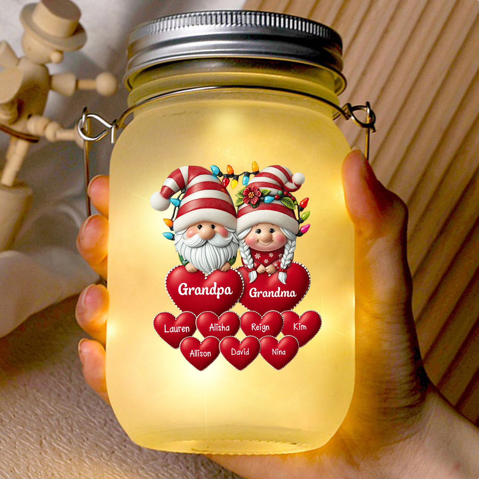 Personalized Santa Christmas Solar Mason Jar Light