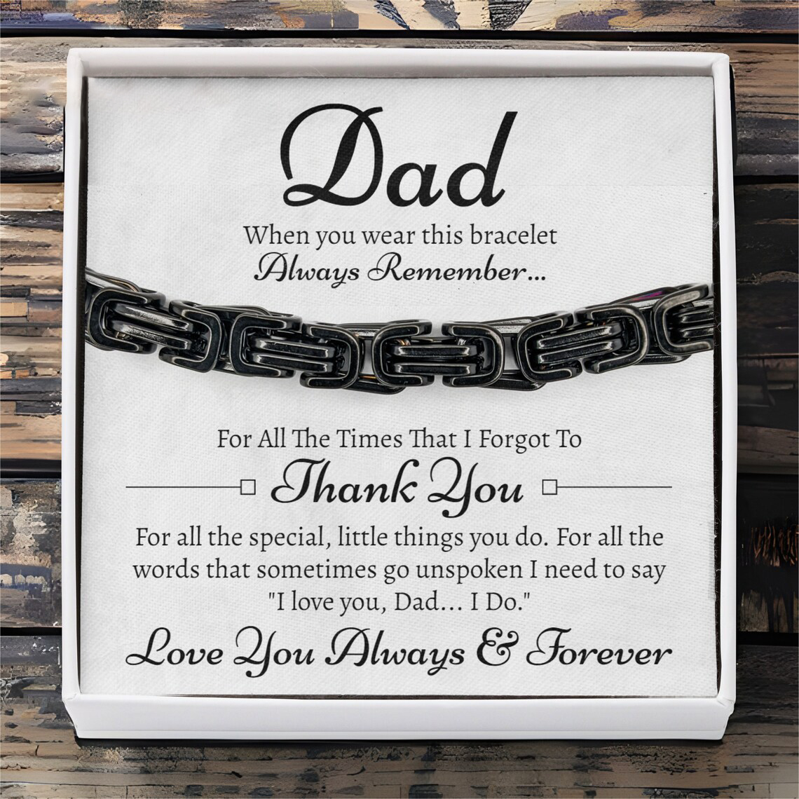 Father's Day Gifts Cuban Link Bracelet Stainless Steel Bracelet I Love You, Dad Sentimental Gift