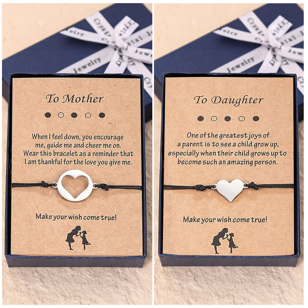  Mother and Daughter Heart Bracelet Back To School Gift Adjustable String Bracelet