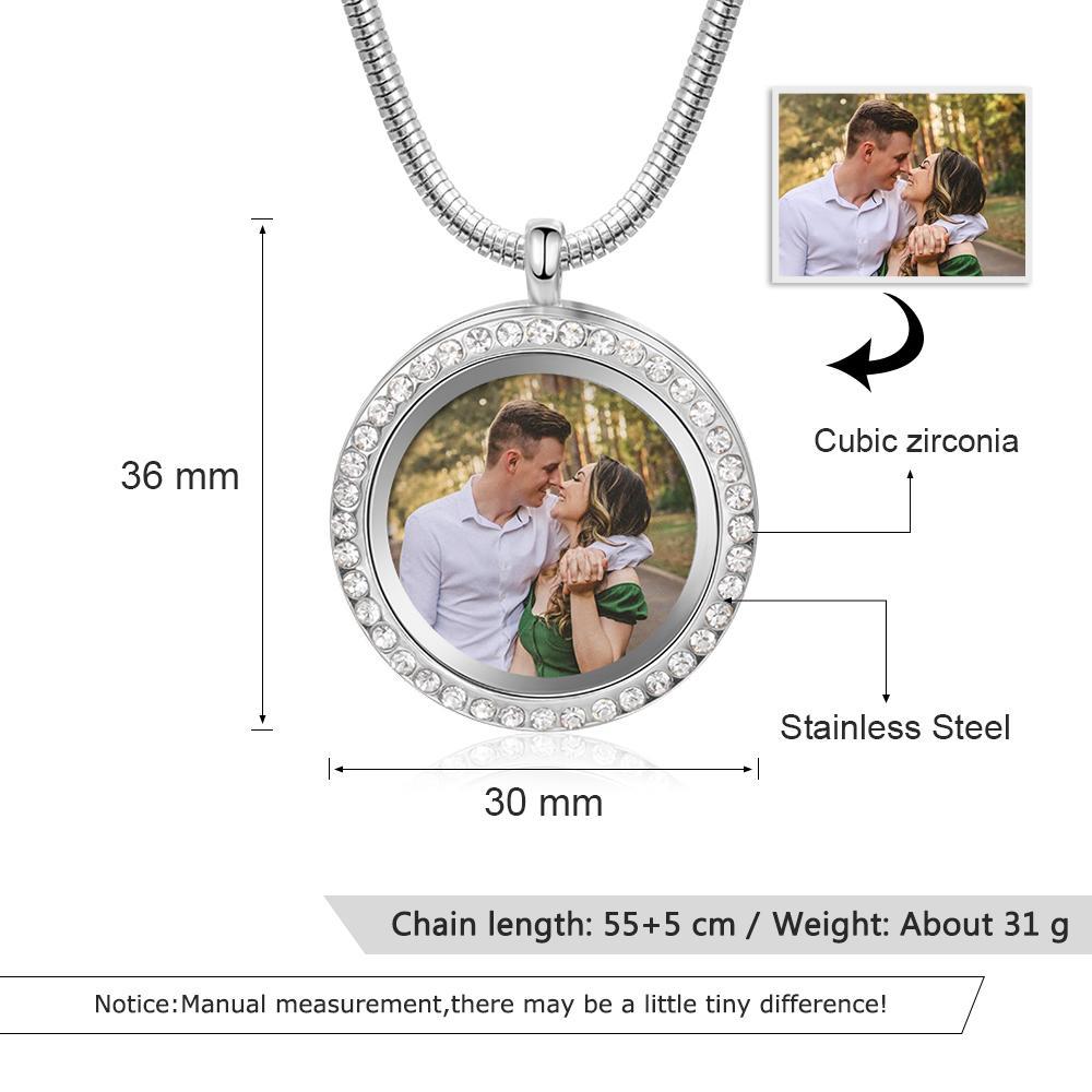 Custom Photo Locket Necklace Pendant  with Engraving Personalized Gift