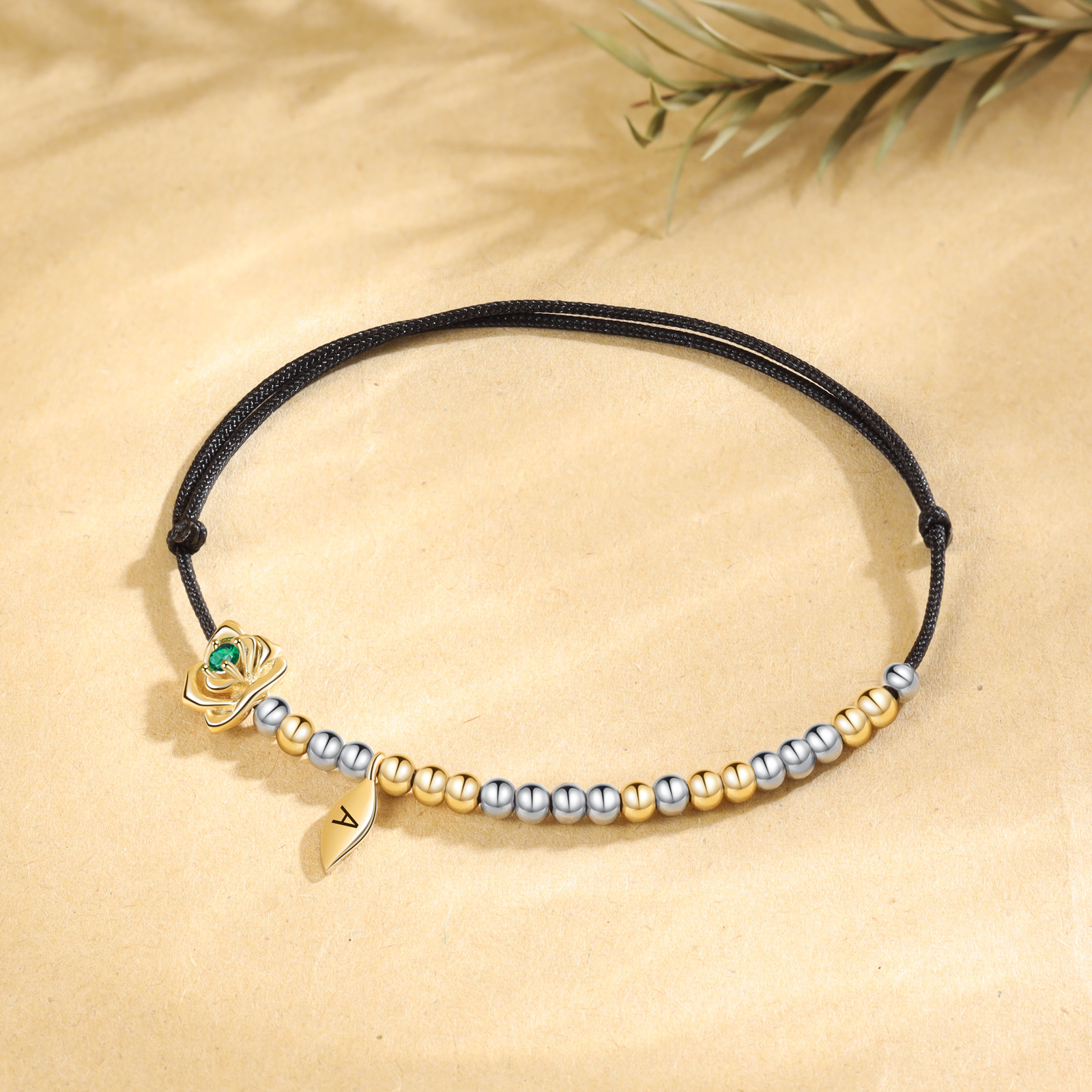 Love You Morse Code Bracelet Custom Initial Birthstone Rose Bracelet for Her