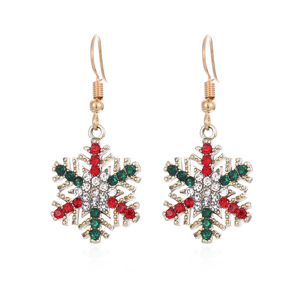 Christmas Snowflake Dangle Earrings Necklace Set Festive Holiday Gift for Women