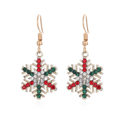 Christmas Snowflake Dangle Earrings Necklace Set Festive Holiday Gift for Women