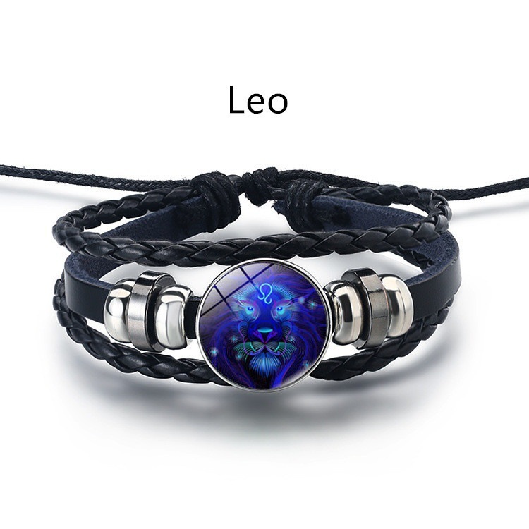 Leather Braided Bracelet Constellation Bracelet Black Multi-layered Bracelets for Family Friends