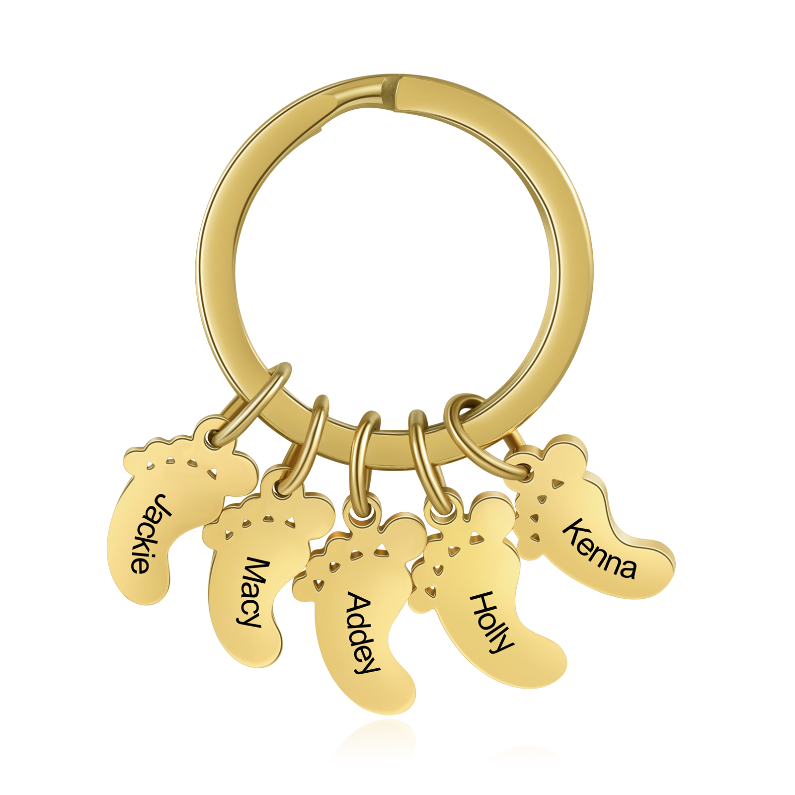 Baby Feet Keychain Personalized 5 Names Keychain Family Gifts