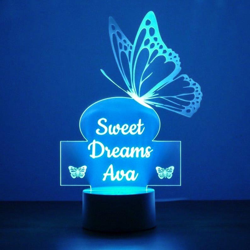Personalized Butterfly Night Light Custom Name Night Lamp for Kids