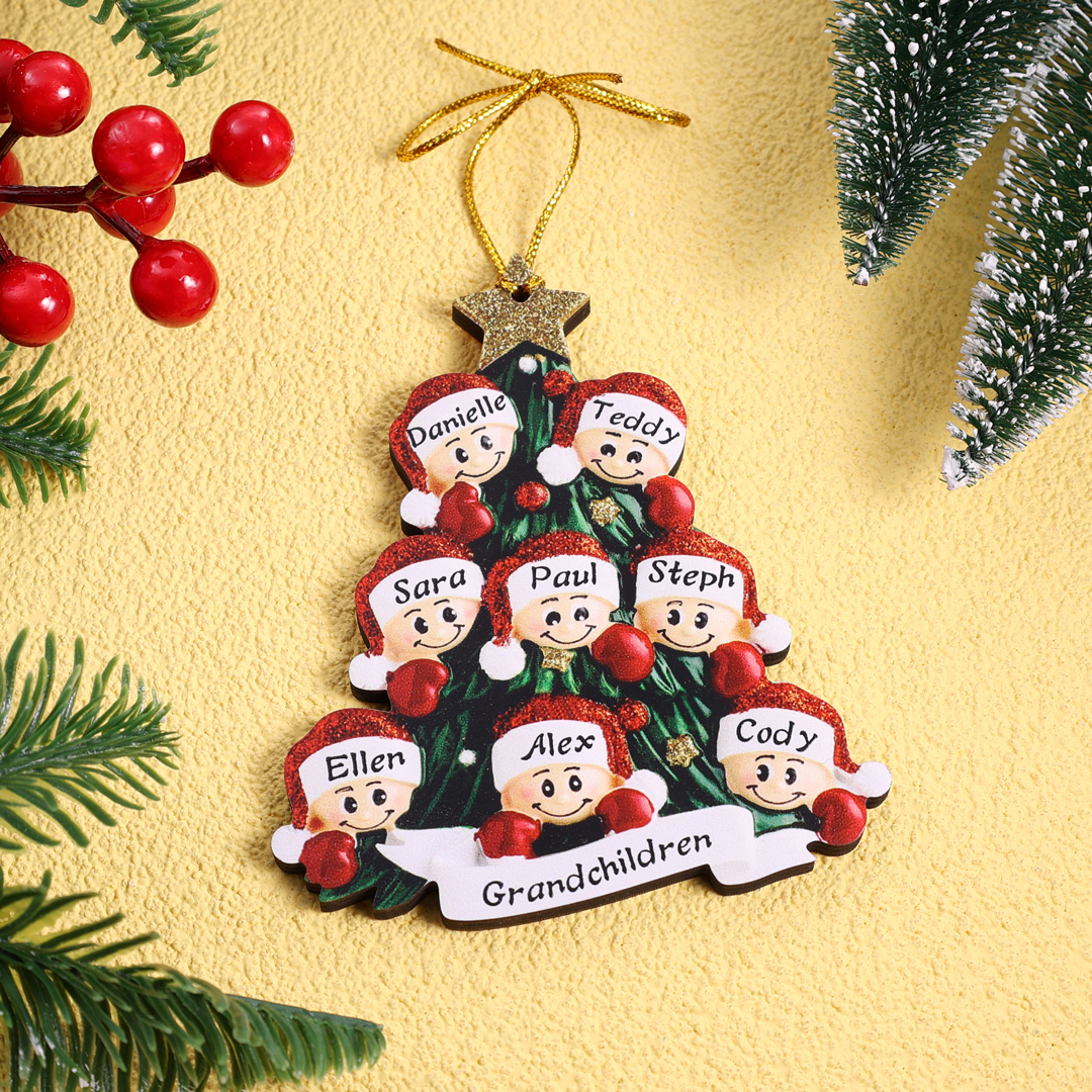 Personalized Family Christmas Ornament Custom 8 Names Hanging Ornament Gifts For Family