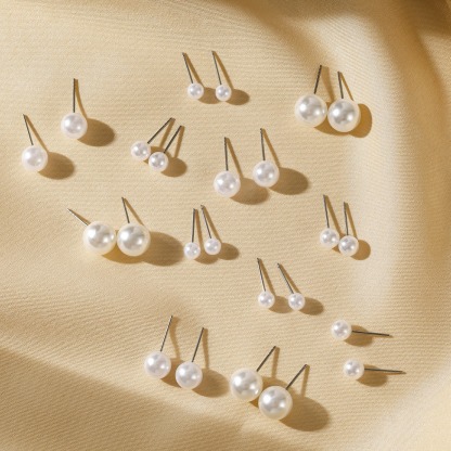 12-Pair Pearl Stud Earrings Set Christmas Gift for Family