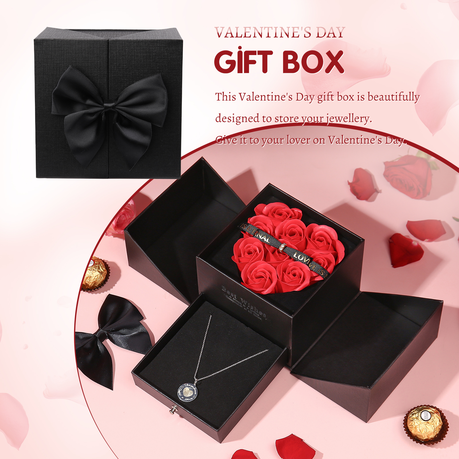 Red Rose Exquisite Jewelry Box Storage Box Valentine's Day Gift Packaging Box