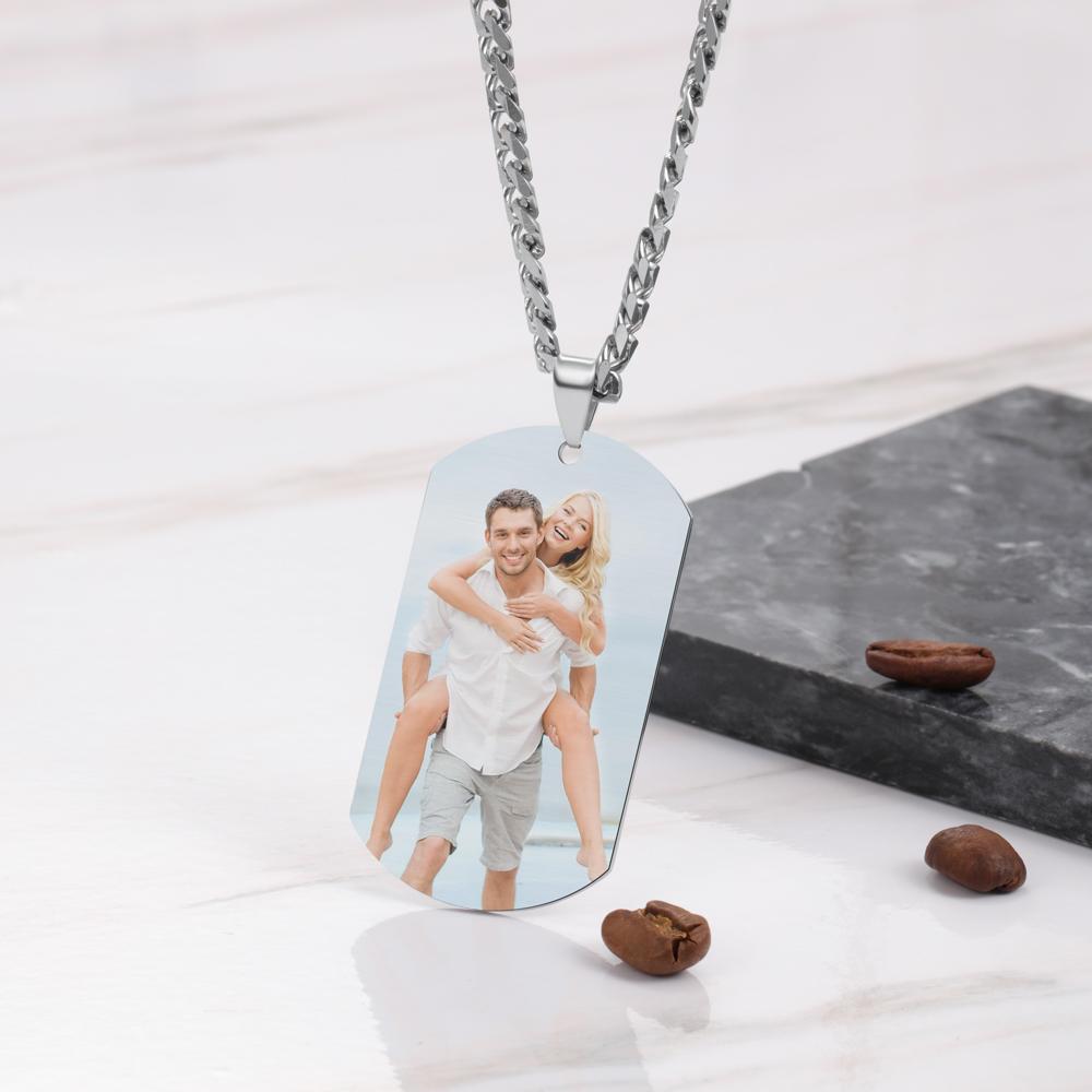 Custom Photo Tag Necklace Pendant Personalized with Engraving