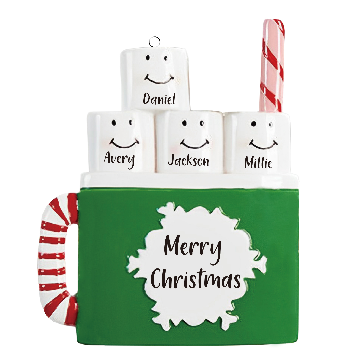 4 Names - Personalized Xmas Ornament Custom Name & Text Christmas Tree Wooden Decor Gift for Family Friends