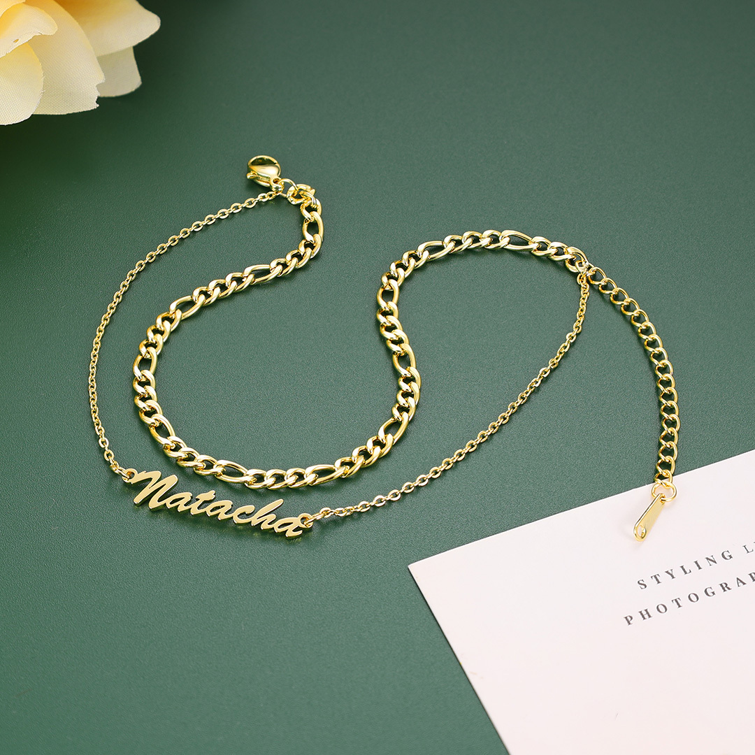 Personalized Name Anklet Double Cuban Chain Anklet for Women
